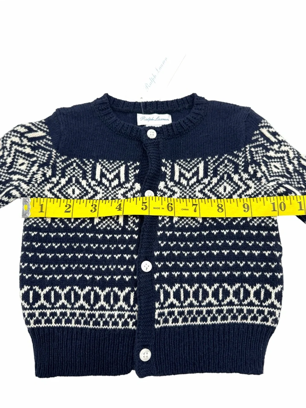 NWT Ralph Lauren Snowflake Fair Isle Cotton-Blend Cardigan Size 3M/6M